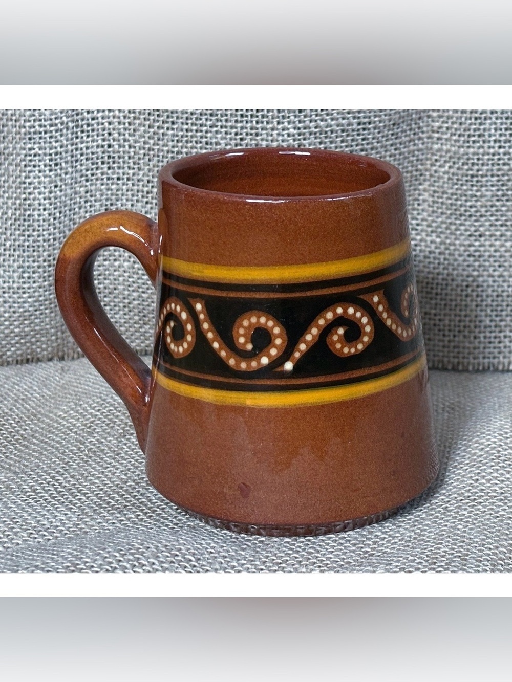Handmade Brown Abstract Pottery Coffee Mug Cup Asymmetrical Rim Southwestern - Picture 3 of 7